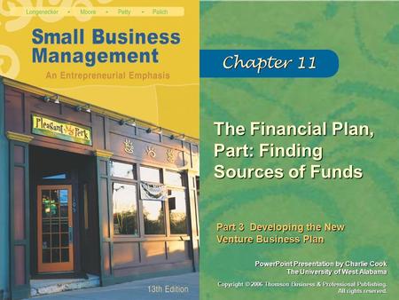 The Financial Plan, Part: Finding Sources of Funds