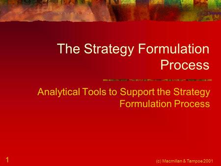 The Strategy Formulation Process