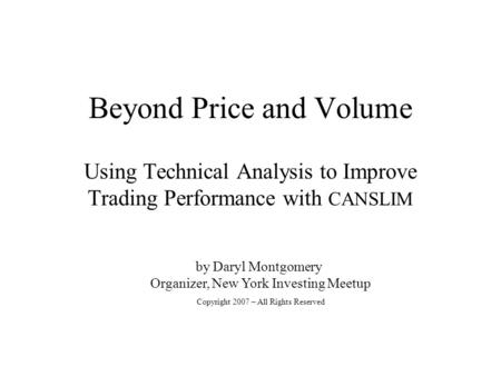 Beyond Price and Volume
