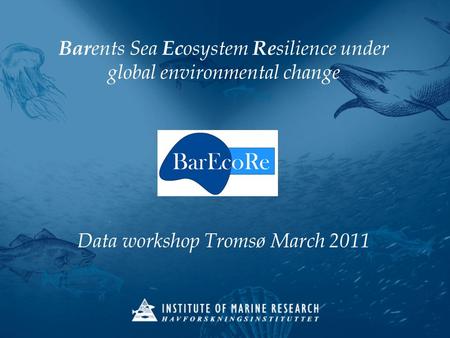Bar ents Sea Ec osystem Re silience under global environmental change Data workshop Tromsø March 2011.