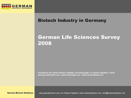 German Biotech Database  | c/o Venture Valuation |  | Biotech Industry in Germany.