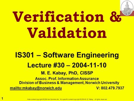 Verification & Validation