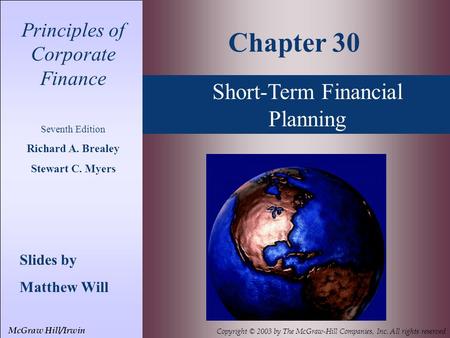 Chapter 30 Short-Term Financial Planning