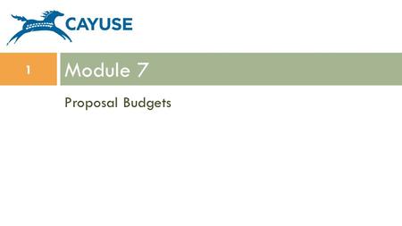 Module 7 Proposal Budgets.