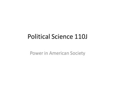 Power in American Society