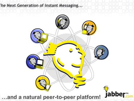 …and a natural peer-to-peer platform!. Jabber as P2P Platform Agenda Why spend time in this session? What is Jabber? Who cares about Jabber? How does.