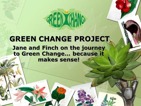 GREEN CHANGE PROJECT Jane and Finch on the journey to Green Change… because it makes sense!