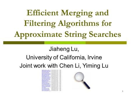 Jiaheng Lu, University of California, Irvine
