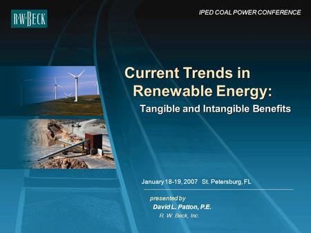 Current Trends in Renewable Energy: