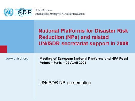 UN/ISDR NP presentation