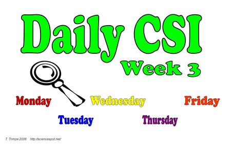Daily CSI Week 3 Monday Wednesday Friday Tuesday Thursday