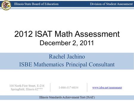 2012 ISAT Math Assessment December 2, 2011