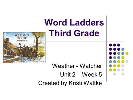 Word Ladders Third Grade Weather - Watcher Unit 2 Week 5 Created by Kristi Waltke.