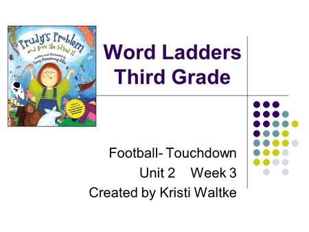 Word Ladders Third Grade Football- Touchdown Unit 2 Week 3 Created by Kristi Waltke.