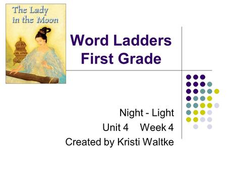 Word Ladders First Grade Night - Light Unit 4 Week 4 Created by Kristi Waltke.