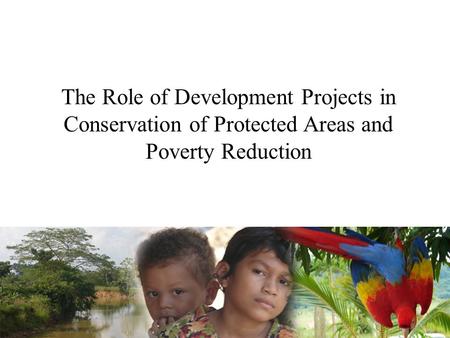 The Role of Development Projects in Conservation of Protected Areas and Poverty Reduction.
