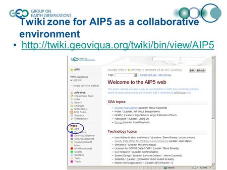 Twiki zone for AIP5 as a collaborative environment