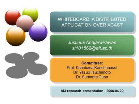 WHITEBOARD: A DISTRIBUTED APPLICATION OVER XCAST WHITEBOARD: A DISTRIBUTED APPLICATION OVER XCAST Justinus Andjarwirawan Justinus Andjarwirawan.