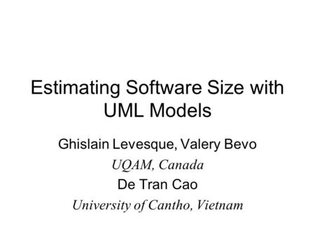 Estimating Software Size with UML Models