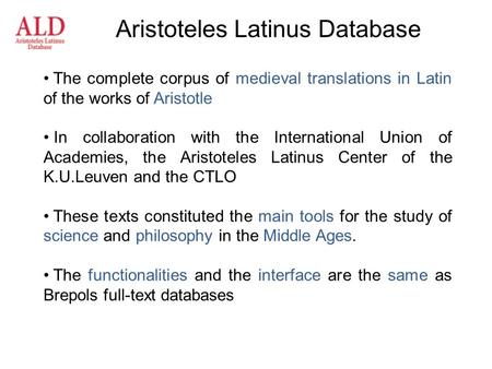 Aristoteles Latinus Database