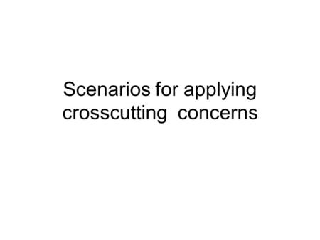 Scenarios for applying crosscutting concerns. Aspects should be visible throughout the full lifecycle of a software product. While most AOP-efforts currently.