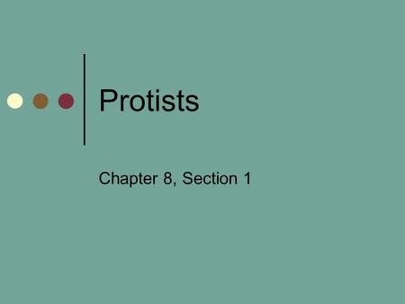 Protists Chapter 8, Section 1.