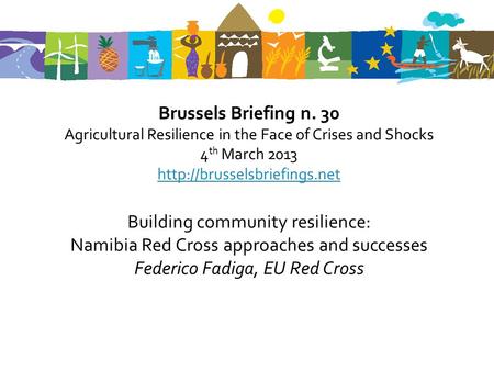 Brussels Briefing n. 30 Agricultural Resilience in the Face of Crises and Shocks 4 th March 2013  Building community resilience: