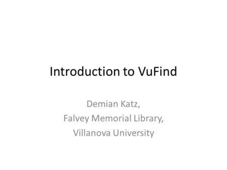 Introduction to VuFind