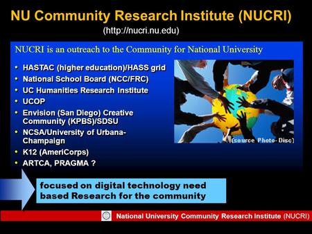 National University Community Research Institute (NUCRI) NU Community Research Institute (NUCRI) HASTAC (higher education)/HASS grid National School Board.