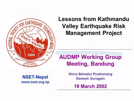 Lessons from Kathmandu Valley Earthquake Risk Management Project
