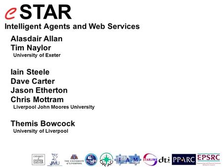 STAR Intelligent Agents and Web Services Alasdair Allan Tim Naylor University of Exeter Iain Steele Dave Carter Jason Etherton Chris Mottram Liverpool.