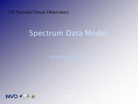 2004 Sepjcm/sao/nvo1 Spectrum Data Model Jonathan McDowell CfA US National Virtual Observatory.