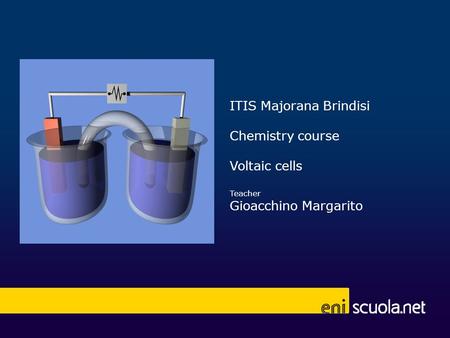 ITIS Majorana Brindisi Chemistry course Voltaic cells Teacher Gioacchino Margarito.