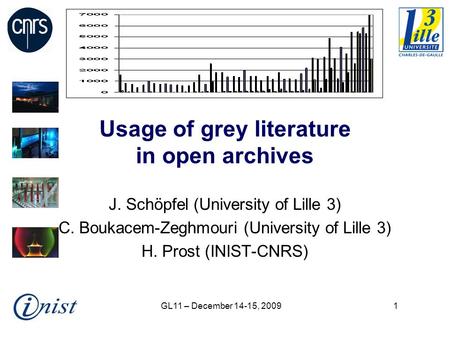 GL11 – December 14-15, 20091 Usage of grey literature in open archives J. Schöpfel (University of Lille 3) C. Boukacem-Zeghmouri (University of Lille 3)