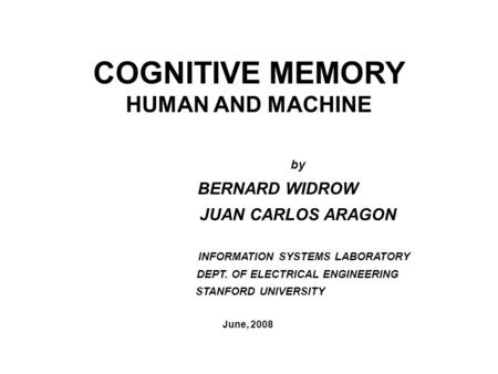 COGNITIVE MEMORY HUMAN AND MACHINE