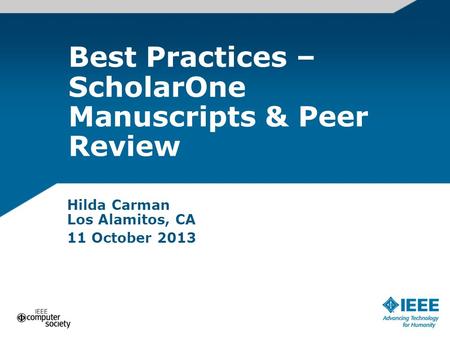 Best Practices – ScholarOne Manuscripts & Peer Review