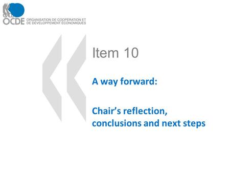 Item 10 A way forward: Chairs reflection, conclusions and next steps.