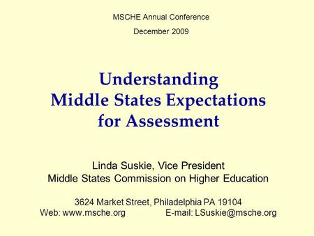 Understanding Middle States Expectations for Assessment