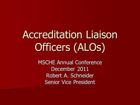 Accreditation Liaison Officers (ALOs)