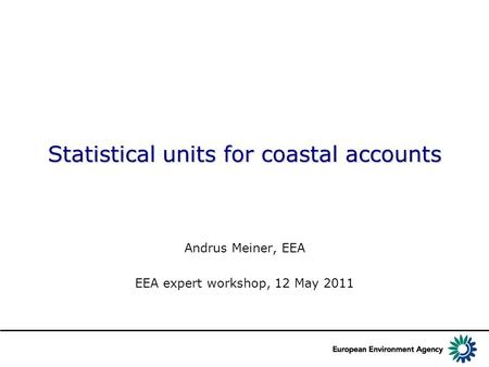 Statistical units for coastal accounts