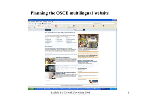 Lucinia Bal-Doebel, November 20061 Planning the OSCE multilingual website.