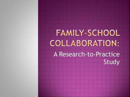 A Research-to-Practice Study. Research suggests parent training leads to positive outcomes for children; however, many studies lack methodological rigor.