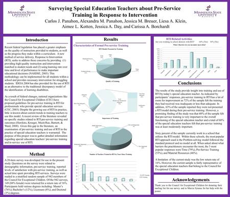 Surveying Special Education Teachers about Pre-Service Training in Response to Intervention Results Method A 20-item survey was developed for use in the.