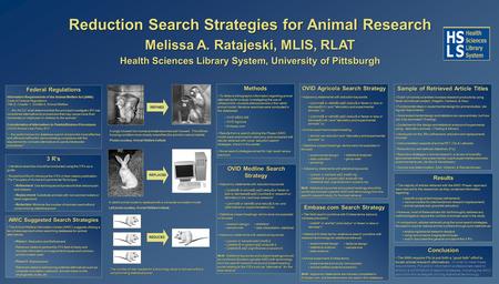 Reduction Search Strategies for Animal Research Melissa A. Ratajeski, MLIS, RLAT Health Sciences Library System, University of Pittsburgh Federal Regulations.