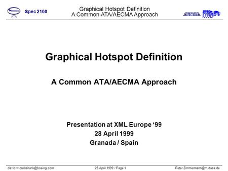 Graphical Hotspot Definition A Common ATA/AECMA Approach Spec 2100 28 April 1999 / Page Graphical.