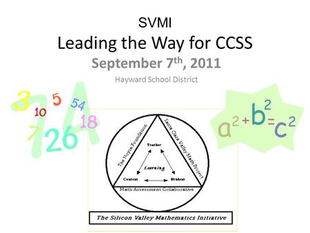SVMI Leading the Way for CCSS September 7 th, 2011 Hayward School District.