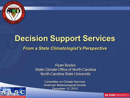 Ryan Boyles State Climate Office of North Carolina North Carolina State University Ryan Boyles State Climate Office of North Carolina North Carolina State.