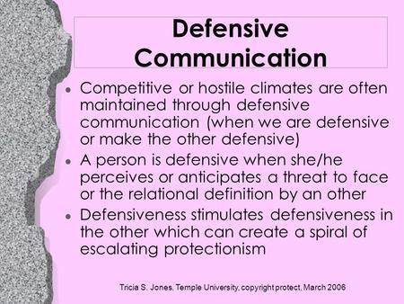 Defensive Communication