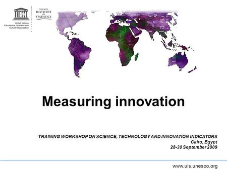 Measuring innovation TRAINING WORKSHOP ON SCIENCE, TECHNOLOGY AND INNOVATION INDICATORS Cairo, Egypt 28-30 September 2009.
