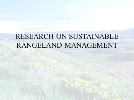 RESEARCH ON SUSTAINABLE RANGELAND MANAGEMENT. Research Needs in the 21 st Century 1.Does the indicator assess the criterion? 2.At what scales are the.